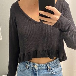 Ribbed Long Sleeve Crop Top